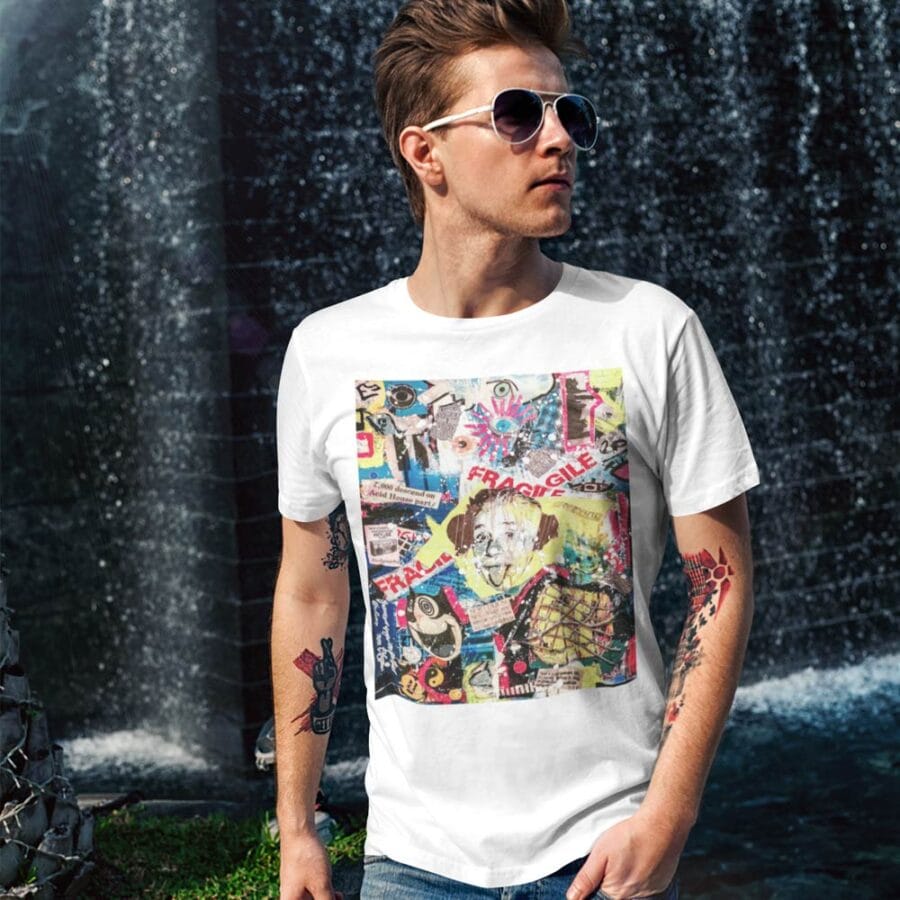 Graphic Collage T-Shirt – Bold Organic Cotton Art by Ciano - Image 3