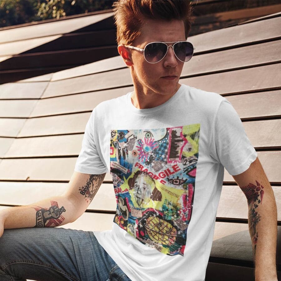 Graphic Collage T-Shirt – Bold Organic Cotton Art by Ciano - Image 4
